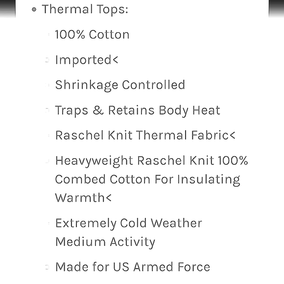 Thermal Cotton Military Issue Expedition Weight Men's Indera Mills Top Size M - Picture 4 of 4